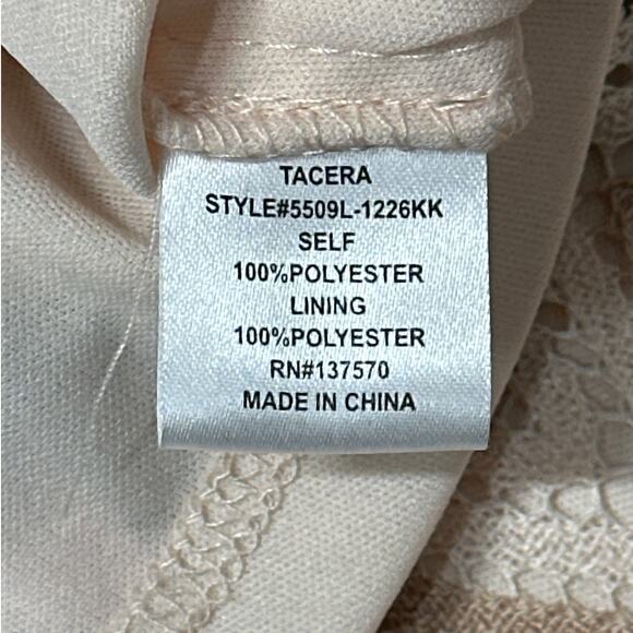 Tacera Unconditional Lace Overlay Bell Sleeve Crochet Dress Sz L Party Cocktail - Picture 12 of 13